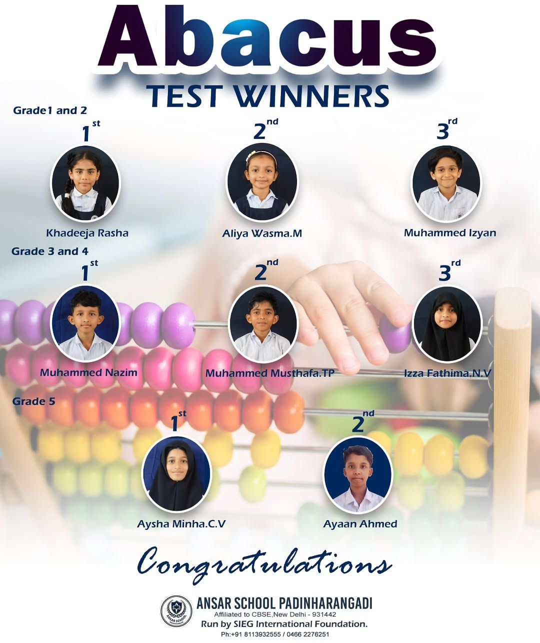 Abacus competition — congratulations to the winners